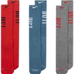 Nike Everyday Plus 3pk Just Do It Cushioned Crew Socks Men 8-12; Women 10-13